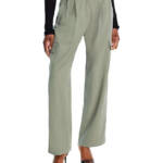 AQUA Pleated Cargo Pants Women's XL Basil Solid Side Pockets Button Zip Closure