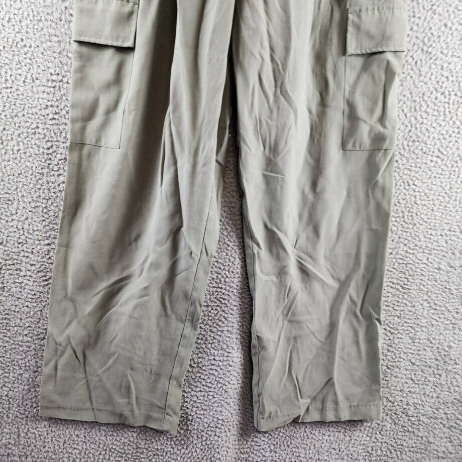 AQUA Pleated Cargo Pants Women's XL Basil Solid Side Pockets Button Zip Closure