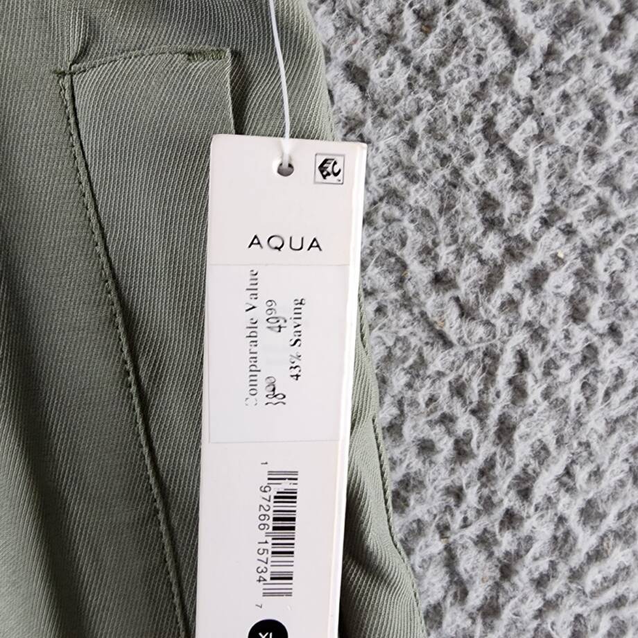 AQUA Pleated Cargo Pants Women's XL Basil Solid Side Pockets Button Zip Closure