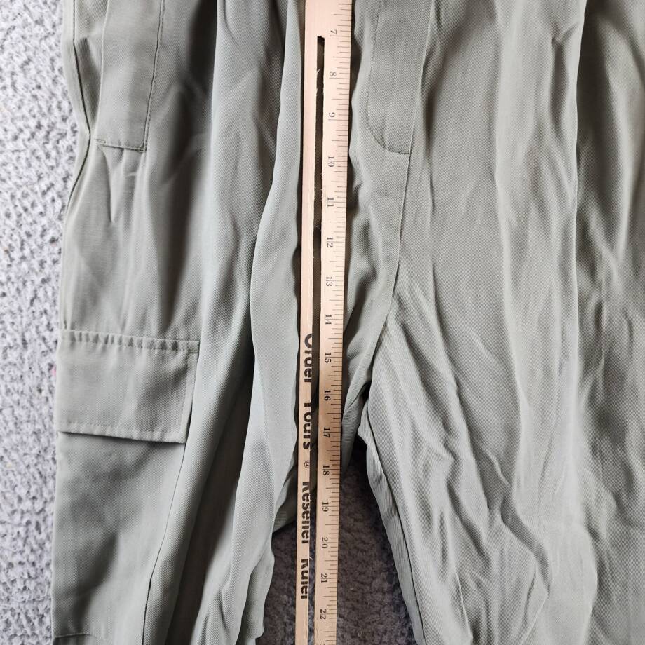 AQUA Pleated Cargo Pants Women's XL Basil Solid Side Pockets Button Zip Closure
