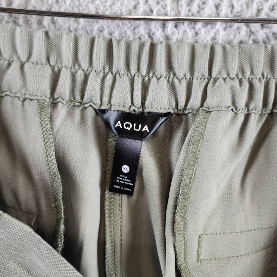 AQUA Pleated Cargo Pants Women's XL Basil Solid Side Pockets Button Zip Closure