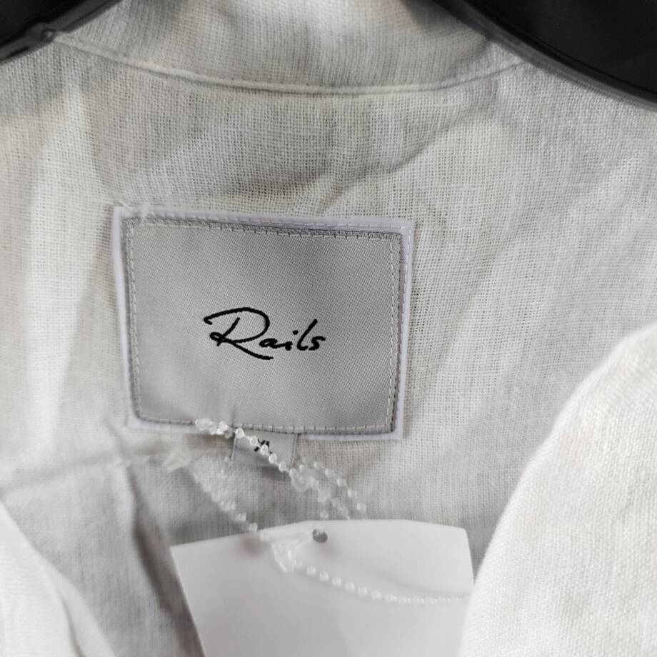 Rails Stitched Stars Whitney Linen Blend Button-Front Shirt Women's XL White S/S