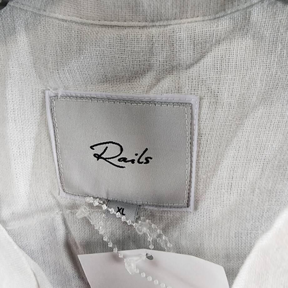 Rails Stitched Stars Whitney Linen Blend Button-Front Shirt Women's XL White S/S