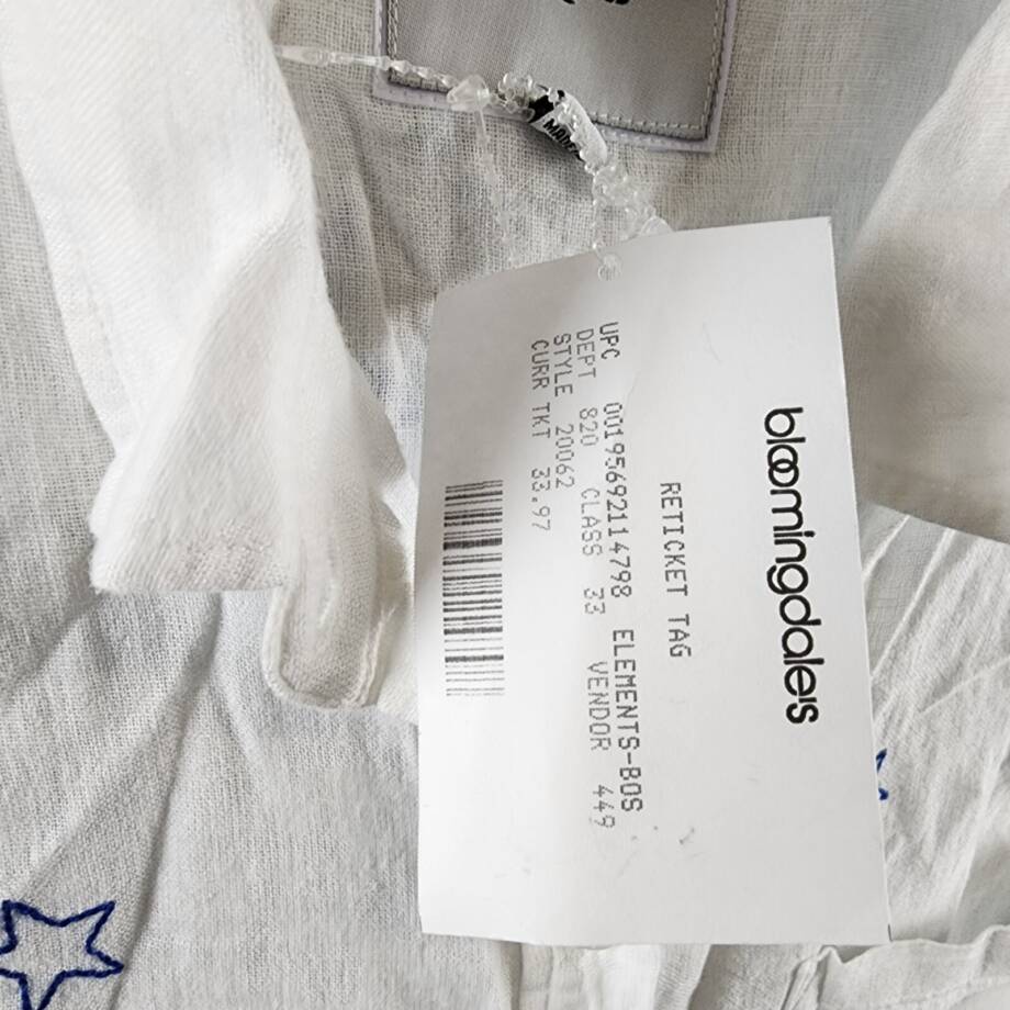 Rails Stitched Stars Whitney Linen Blend Button-Front Shirt Women's XL White S/S