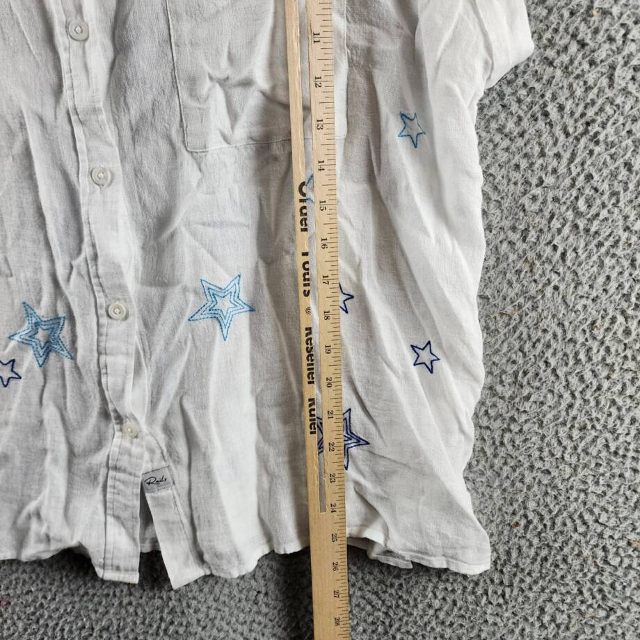 Rails Stitched Stars Whitney Linen Blend Button-Front Shirt Women's XL White S/S