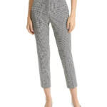 Theory Tailored Check Cropped Pants Women' 00 Black Multi Wool Blend Hook & Bar
