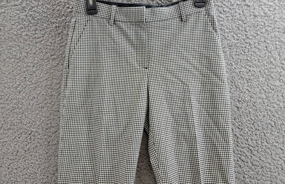 Theory Tailored Check Cropped Pants Women' 00 Black Multi Wool Blend Hook & Bar