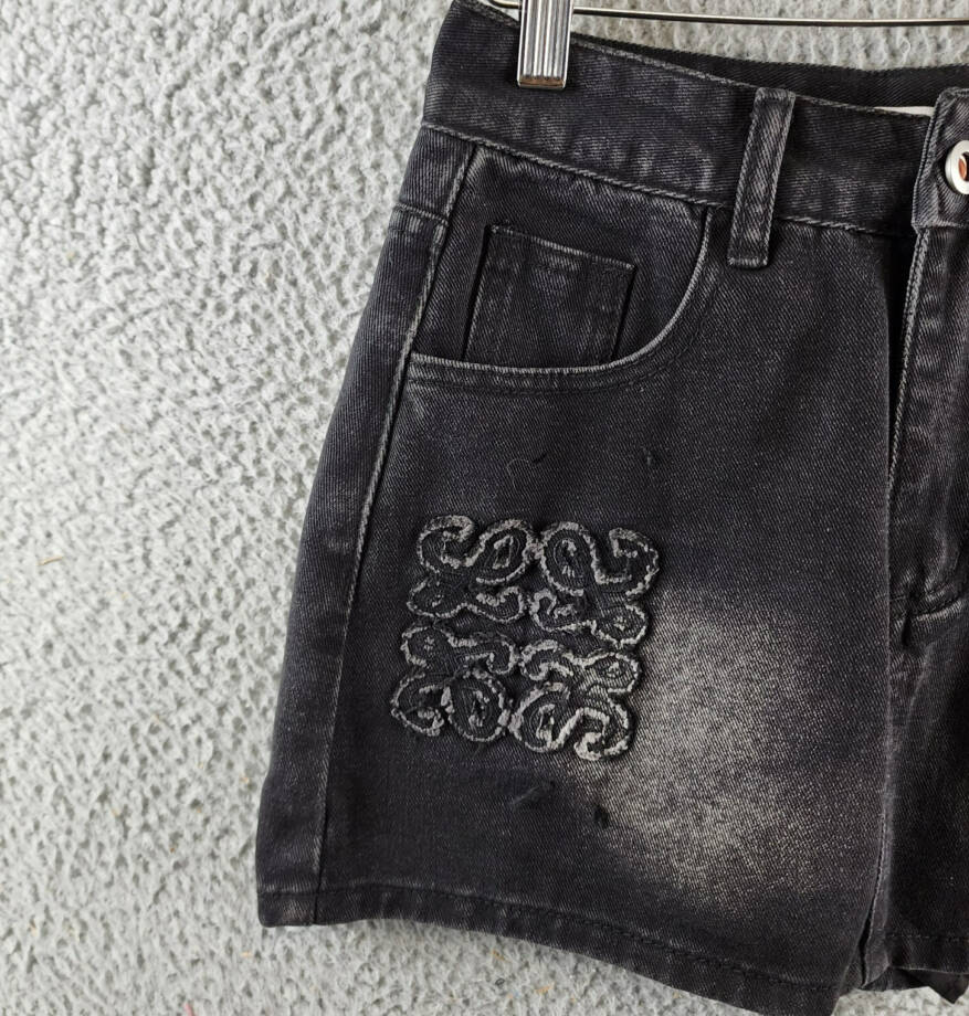 Madonna & Co Denim Mini Skirt Women's M Dark Wash Embroidered Button Zip Closure
