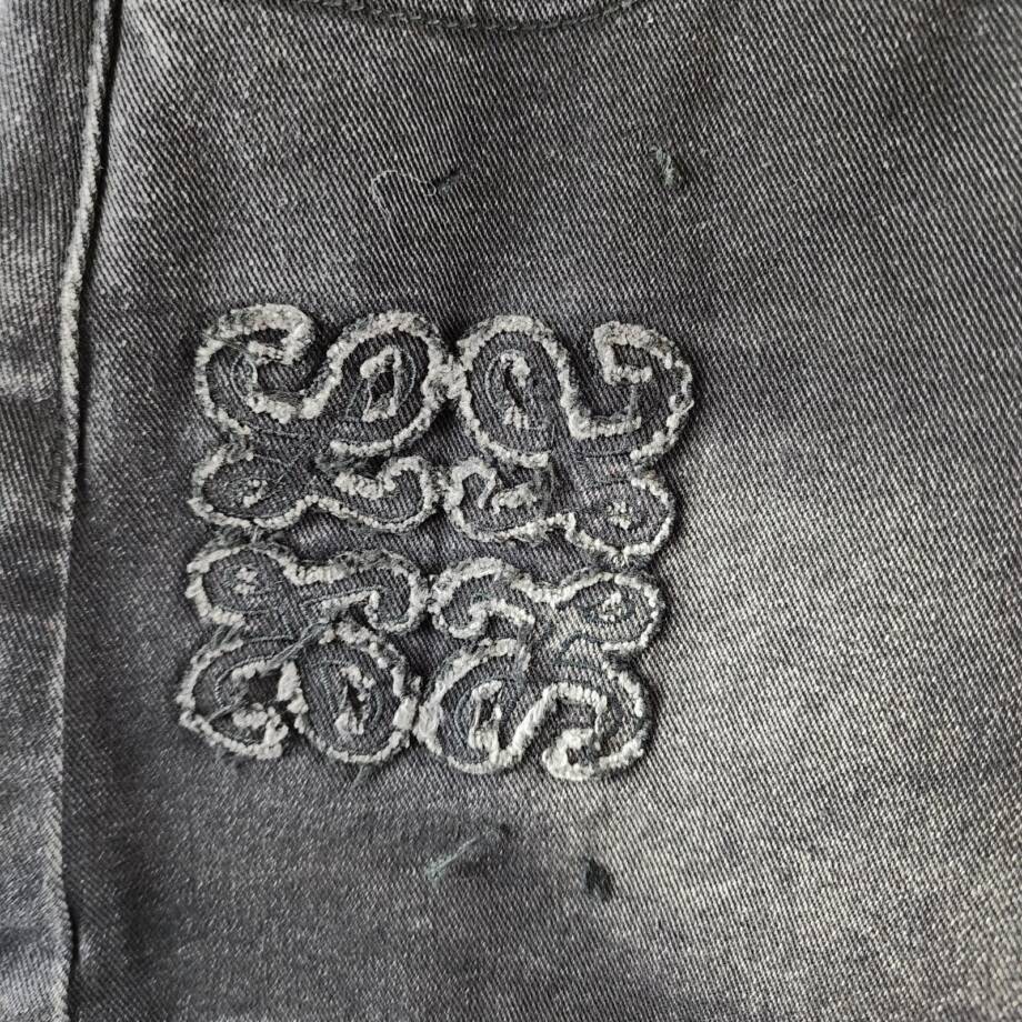 Madonna & Co Denim Mini Skirt Women's M Dark Wash Embroidered Button Zip Closure
