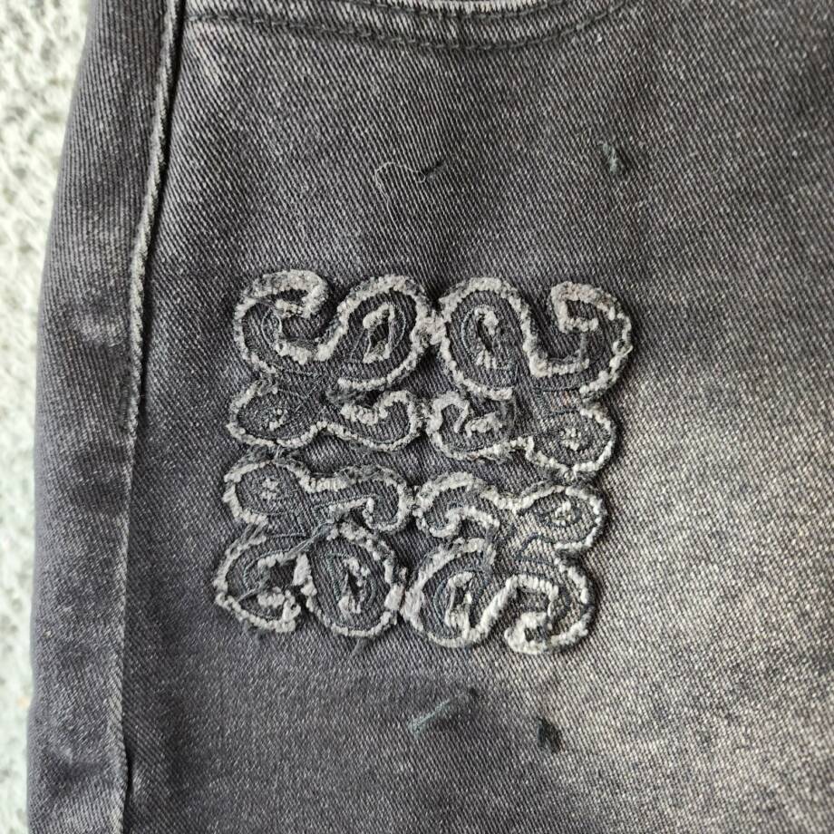 Madonna & Co Denim Mini Skirt Women's M Dark Wash Embroidered Button Zip Closure