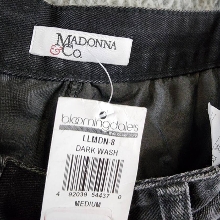 Madonna & Co Denim Mini Skirt Women's M Dark Wash Embroidered Button Zip Closure