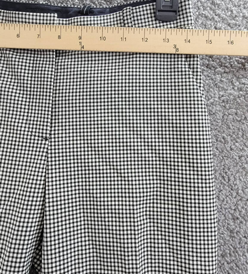Theory Tailored Check Cropped Pants Women' 00 Black Multi Wool Blend Hook & Bar