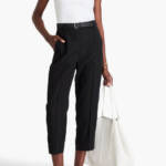 VINCE. Cropped Wool Blend Tapered Pants Women's XXS Black Elastic Waist Pull On