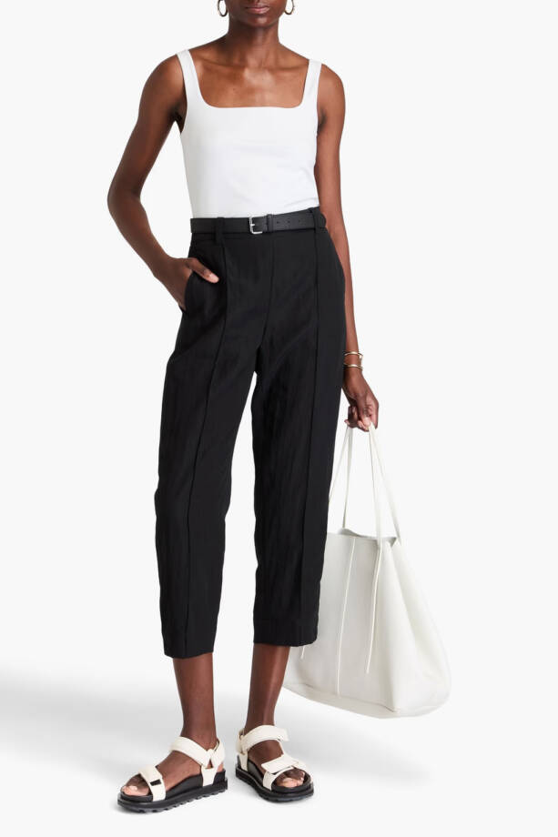 VINCE. Cropped Wool Blend Tapered Pants Women's XXS Black Elastic Waist Pull On