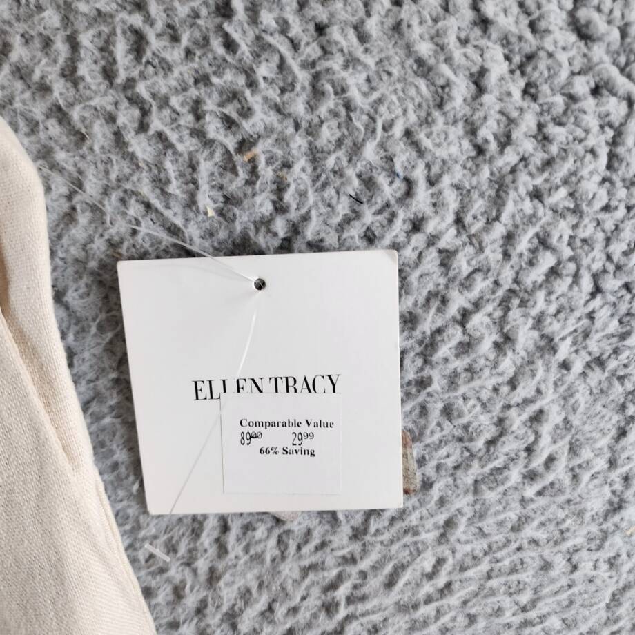 Ellen Tracy Linen Blend Pleated Wide Leg Pants Women's L Beige Pockets Pull On