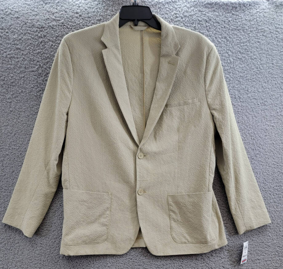 Alfani Classic-Fit Textured Seersucker Suit Jacket Men's XL Twill Notched Lapel