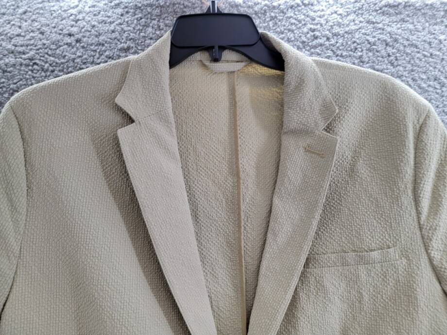Alfani Classic-Fit Textured Seersucker Suit Jacket Men's XL Twill Notched Lapel