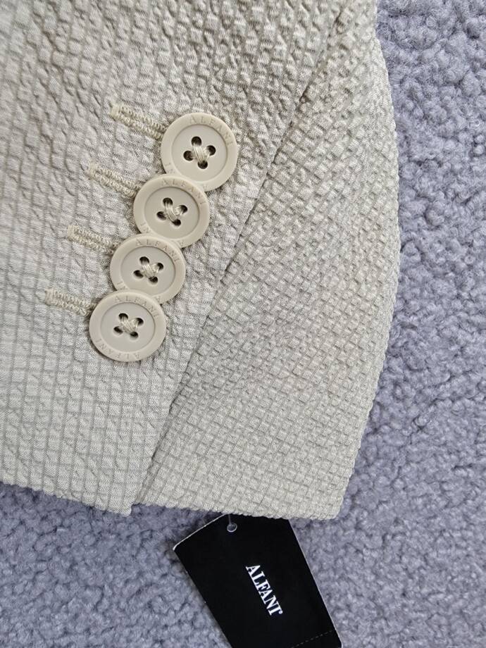 Alfani Classic-Fit Textured Seersucker Suit Jacket Men's XL Twill Notched Lapel