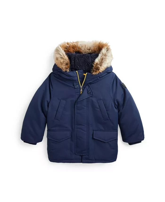 Polo Ralph Lauren Artificial-fur-Trim Down Parka Jacket Toddler Boys' 2 Navy L/S