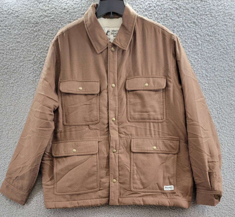 Marmot Ridgefield Fleece-Lined Flannel Shirt Jacket Men's L Pinecone Front Snap