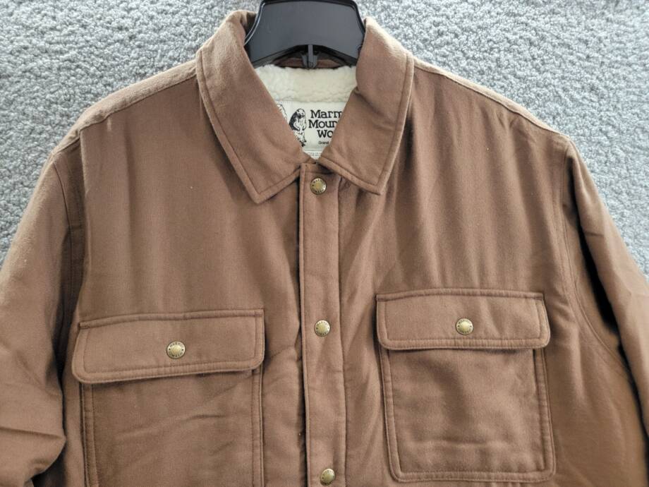 Marmot Ridgefield Fleece-Lined Flannel Shirt Jacket Men's L Pinecone Front Snap