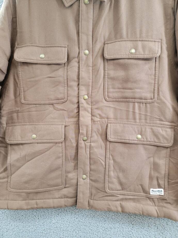 Marmot Ridgefield Fleece-Lined Flannel Shirt Jacket Men's L Pinecone Front Snap