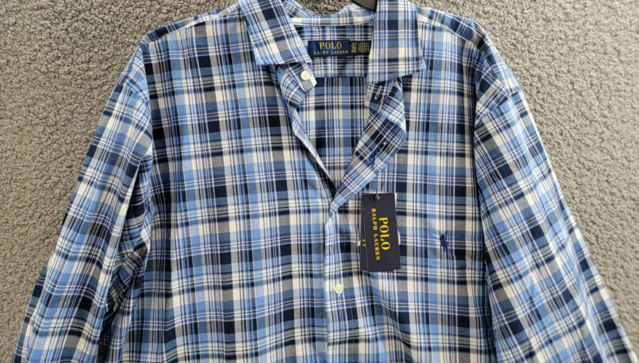 Polo Ralph Lauren Big & Tall Plaid Stretch Poplin Shirt Men's XLT Blue Multi L/S