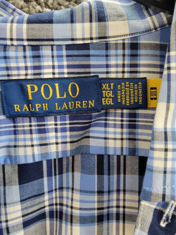Polo Ralph Lauren Big & Tall Plaid Stretch Poplin Shirt Men's XLT Blue Multi L/S