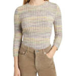 VANESSA BRUNO Arielle Wool Blend Ribbed Crewneck Sweater Womens S Multi Pullover