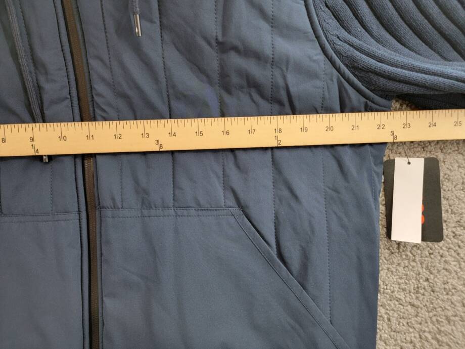 BASS OUTDOOR Mixed Media Zip-Front Hooded Sweater Jacket Men's L Navy Blaze L/S