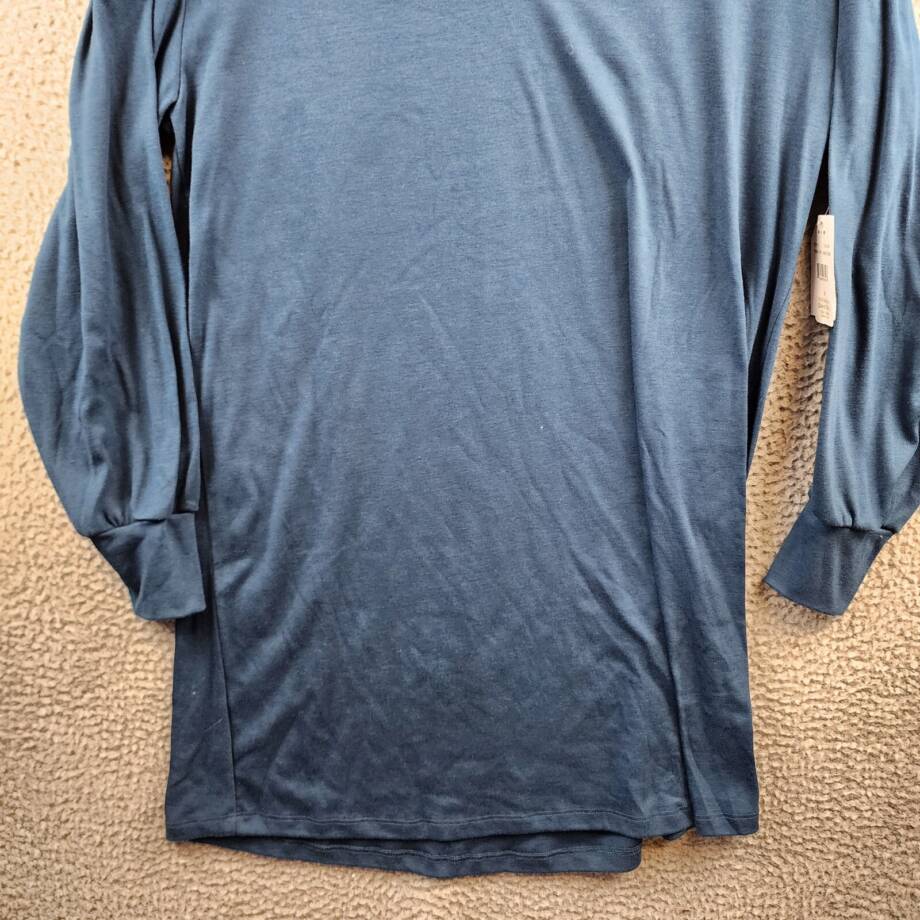 Three Dots V-Neck T-Shirt Dress Women's M Moonlit Ocean Long Sleeve Pullover