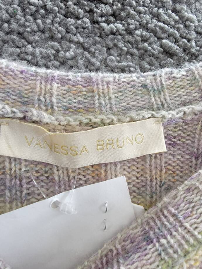 VANESSA BRUNO Arielle Wool Blend Ribbed Crewneck Sweater Womens S Multi Pullover