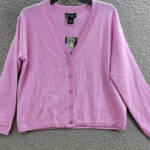 C by Bloomingdale's Cashmere Long Sleeve V-Neck Cardigan Women's S Rose Quartz