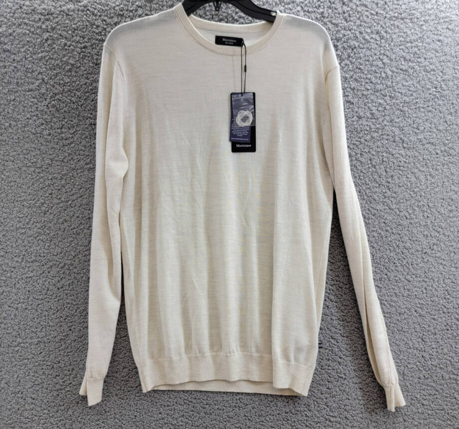 Matinique Margrate Merino Sweater Men's M Off White Melange Round Neck Pullover