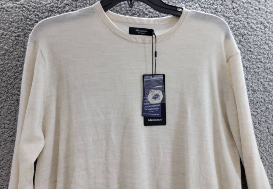 Matinique Margrate Merino Sweater Men's M Off White Melange Round Neck Pullover