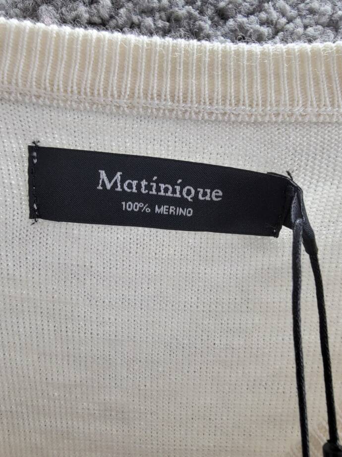 Matinique Margrate Merino Sweater Men's M Off White Melange Round Neck Pullover