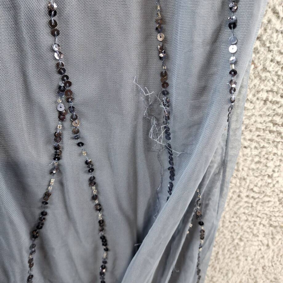Adrianna Papell One Shoulder Beaded Dress Women's 6 Dusty Blue Side Zip Closure