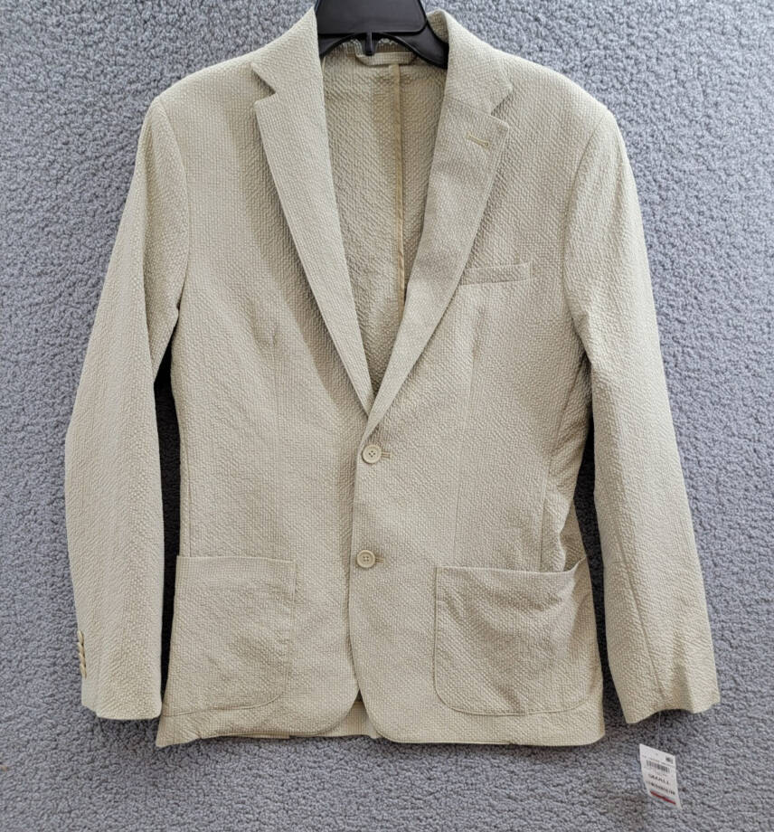 Alfani Classic-Fit Textured Seersucker Jacket Men's S Twill Notch Lapel L/S