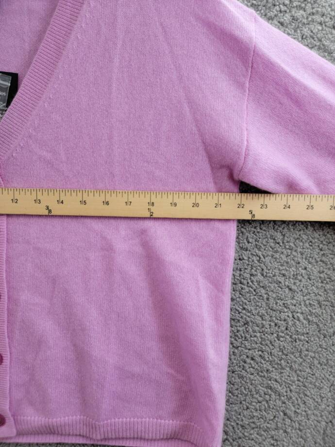 C by Bloomingdale's Cashmere Long Sleeve V-Neck Cardigan Women's S Rose Quartz
