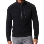 Bass Outdoor Quarter-Zip Long Sleeve Pullover Patch Sweater Men's S Black Beauty