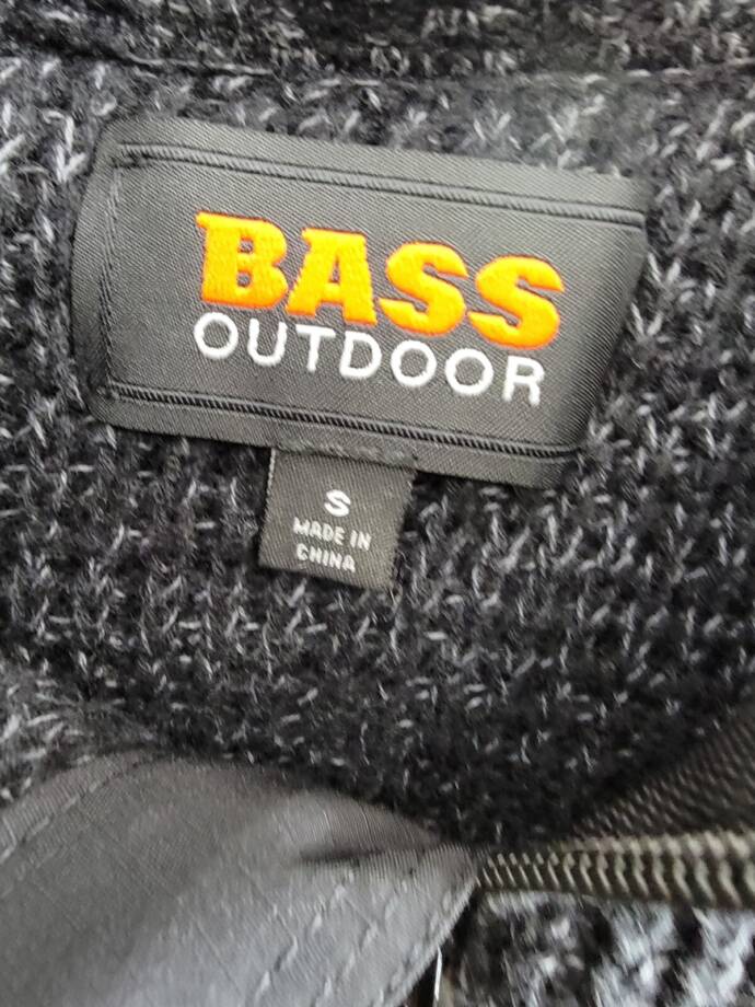 Bass Outdoor Quarter-Zip Long Sleeve Pullover Patch Sweater Men's S Black Beauty