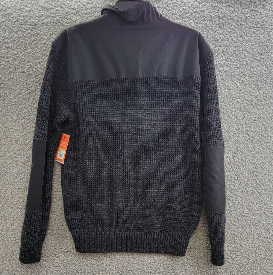 Bass Outdoor Quarter-Zip Long Sleeve Pullover Patch Sweater Men's S Black Beauty