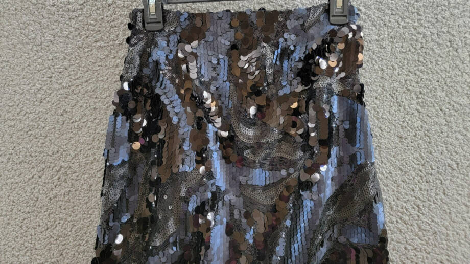 Ramy Brook Stanley Donnelly Sequin Midi Skirt Women's 4 Black Back Zip Closure