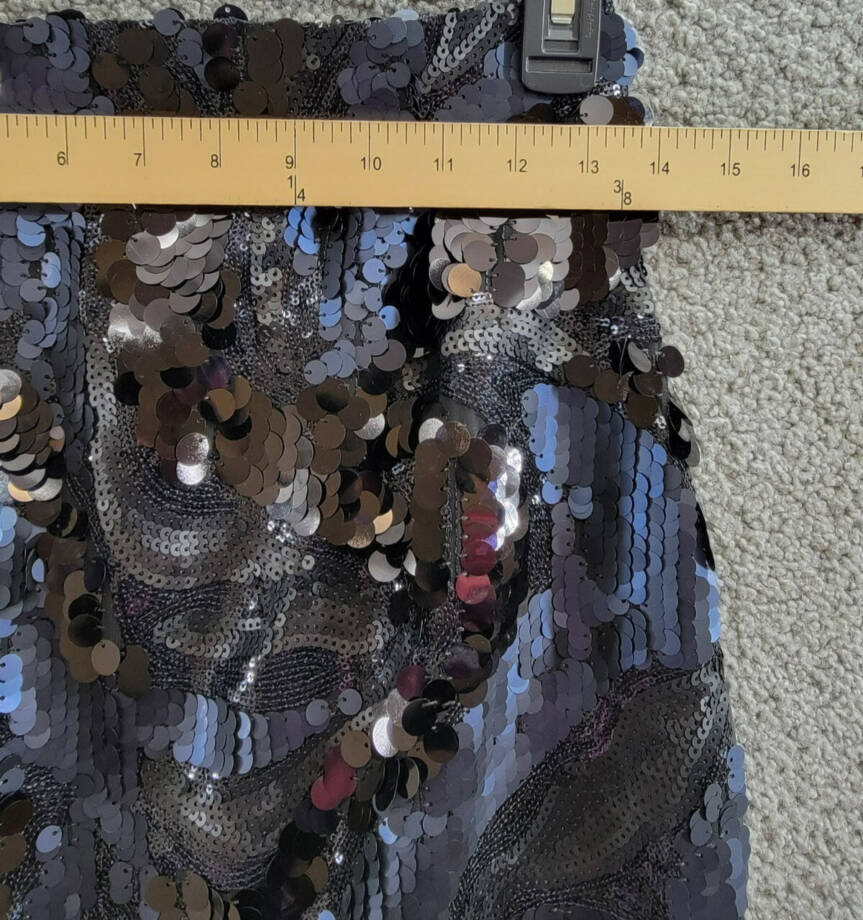 Ramy Brook Stanley Donnelly Sequin Midi Skirt Women's 4 Black Back Zip Closure