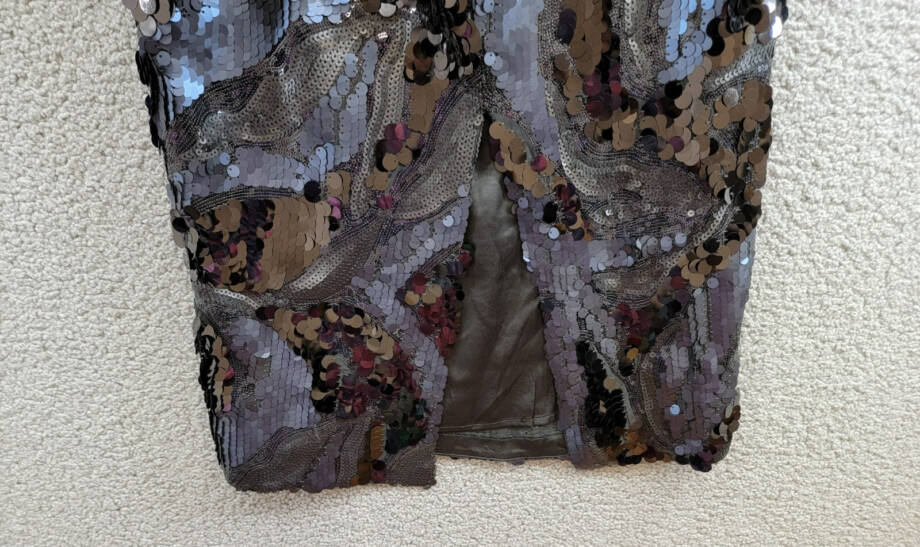 Ramy Brook Stanley Donnelly Sequin Midi Skirt Women's 4 Black Back Zip Closure