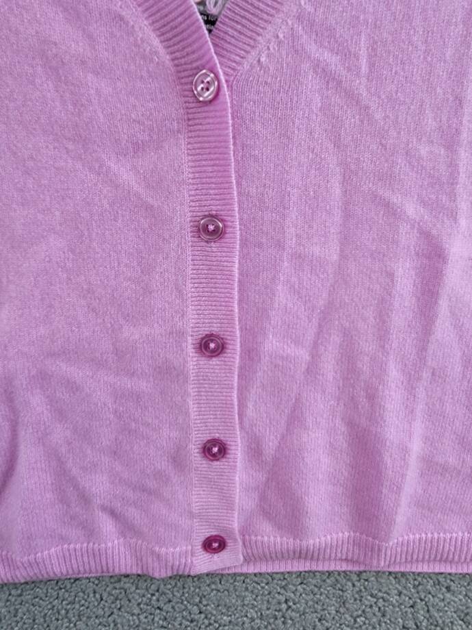 C by Bloomingdale's Cashmere Long Sleeve V-Neck Cardigan Women's S Rose Quartz