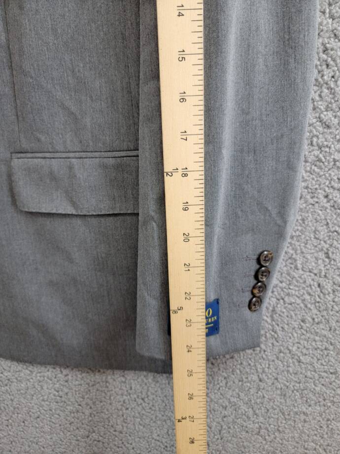 Polo Ralph Lauren Single-Breasted Twill Sport Coat Men's 48R Grey Notch Lapel