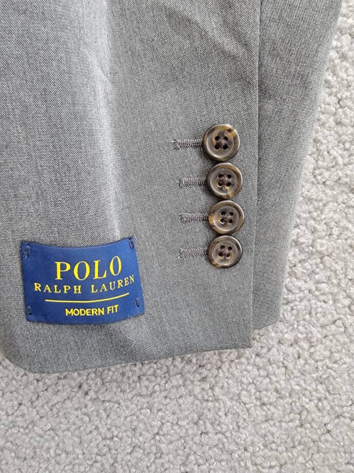 Polo Ralph Lauren Single-Breasted Twill Sport Coat Men's 48R Grey Notch Lapel