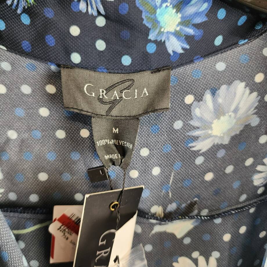 Gracia Belted Mini Dress Women's M Black Multi Floral Scarf Neck Long Sleeve