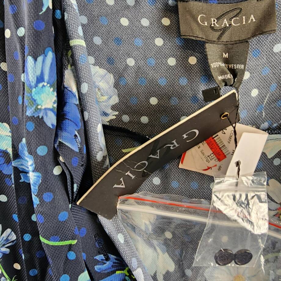 Gracia Belted Mini Dress Women's M Black Multi Floral Scarf Neck Long Sleeve